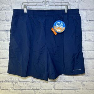 NWT Columbia PFG Swim Trunks Mens XL Blue Omni Shade UPF 50 Water Shorts 8”